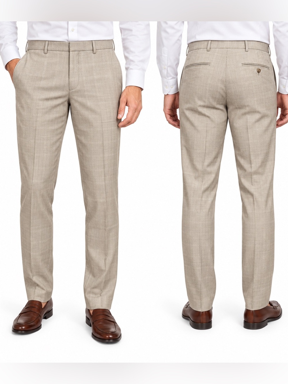 Perry Ellis Modern Fit Performance Plaid Dress Pants 32x32 NWT